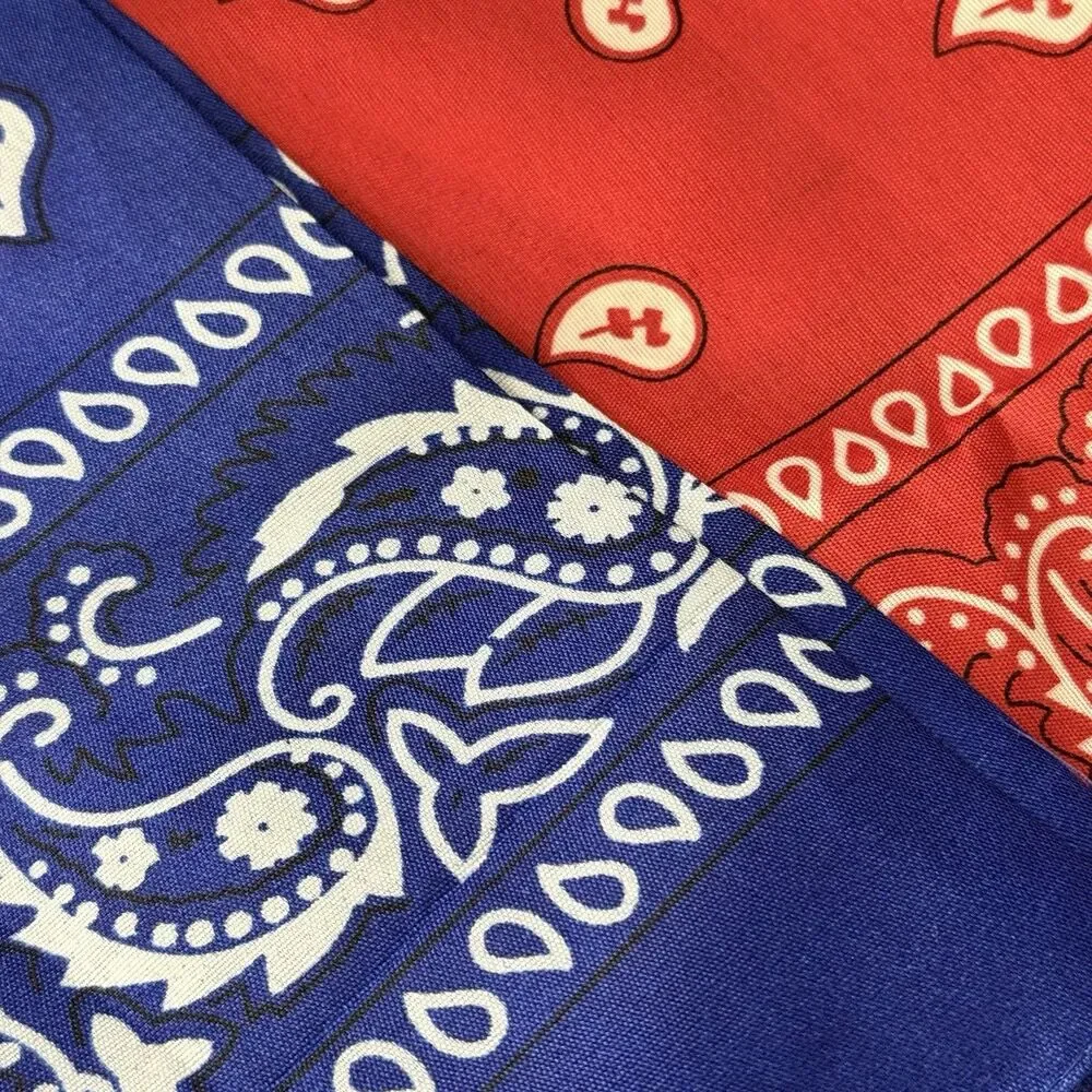 3 blue 3 red Paisley Print Bandana Cotton Head Warp Scarf Face Mask bundle of 6